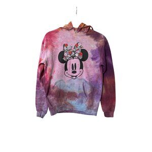 Disney Minnie Mouse Ladies Tie-Dye Hoodie Pullover Sweatshirt Size Small